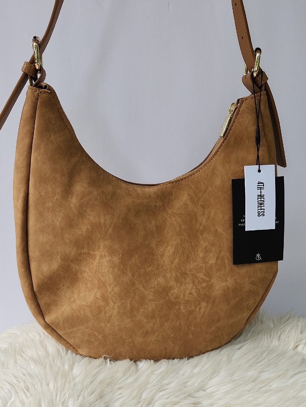 NWT 4TH + RECKLESS ANTHROPOLOGIE UNA FAUX SUEDE CRESCENT SHOULDER BAG